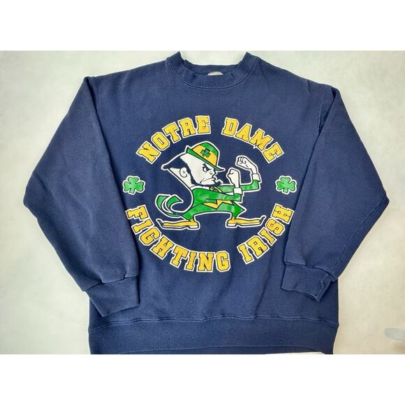 Vintage 90s University Of Notre Dame Fighting Irish Large‎ Crewneck Sweatshirt - Picture 1 of 6